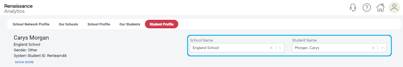 the School and Student drop-down lists