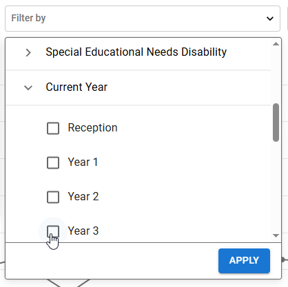 the Filter By drop-down list